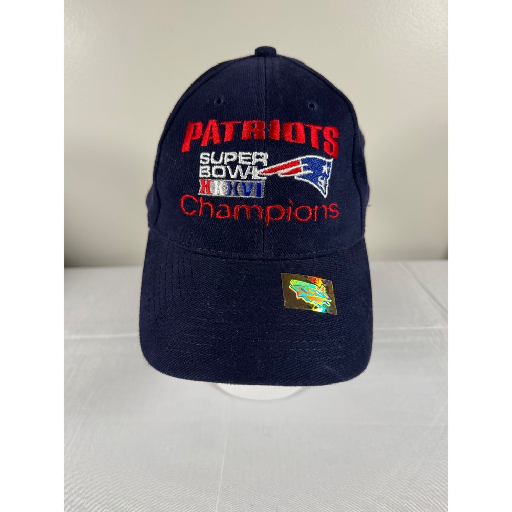 New England Patriots Super Bowl XXXVI Champions Hat Otto Cap Navy Blue Cap